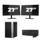 HP Prodesk 600 G5 Micro Tower – Intel Core i5 (8. Generation) – 8 GB RAM – 256 GB SSD – Windows 11 + 2 x 27-Zoll-Monitor