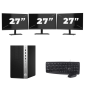 HP Prodesk 600 G5 Micro Tower – Intel Core i5 (8. Generation) – 8 GB RAM – 256 GB SSD – Windows 11 + 3 x 27-Zoll-Monitor