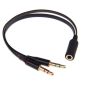 Audio-Buchse 3,5 mm Y-Splitter M/F, Stereo+Mikrofon, Flachkabel, schwarz, inklusive iPhone/Samsung-Headset