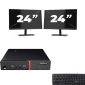 Lenovo ThinkCentre M700 USFF - Intel Core i7-6. Generacji - 8GB RAM - 256GB SSD - Windows 11 + 2x 24 cal Monitor