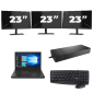 Lenovo ThinkPad A485 - AMD Ryzen 5 2500U - 14 Zoll - 16GB RAM - 256GB SSD - Windows 11 Home + 3x 23 Zoll Monitor