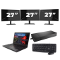 Lenovo ThinkPad A485 - AMD Ryzen 5 2500U - 14 Zoll - 8GB RAM - 256GB SSD - Windows 11 Home + 3x 27 Zoll Monitor