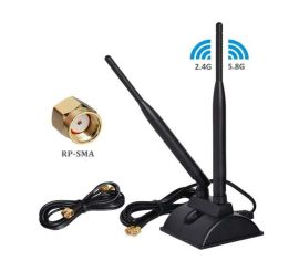 Dualband-WLAN-Antenne mit RP-SMA-Stecker und Magnetfuß für Router usw.