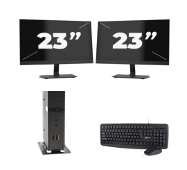 Atrust t176 USFF - Intel Atom x5-E8000 - 8GB RAM - 256GB SSD - Windows 11 + 2x 23 Zoll Monitor