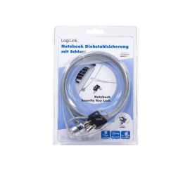 LogiLink PC/Notebook-Kabelschloss mit 2 Schlüsseln, Länge 1,5 m, Silber