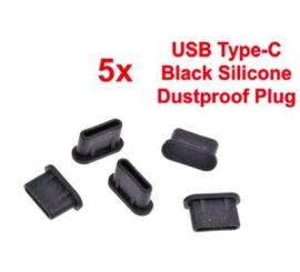 5* Silikon-Staubschutzstopfen für USB-Typ-C-Anschluss, Farbe Schwarz*