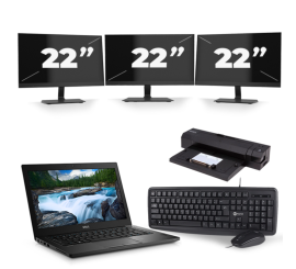 Dell Latitude 7390 – Intel Core i7-8. Generation – 13 Zoll – 8GB RAM – 256 GB SSD – Windows 11 + 3x 22 Zoll Monitor