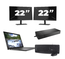 Dell Latitude 7410 - Intel Core i5-10e Generatie - 14 inch - 16GB RAM - 256GB SSD - Windows 11 Home + 2x 22 inch Monitor
