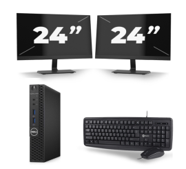 Dell Optiplex 3070 Micro USFF – Intel Core i5 der 9. Generation – 8 GB RAM – 256 GB SSD – Windows 11 + 2 x 24 Zoll Monitor