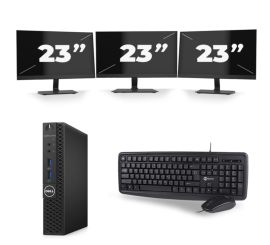 Dell OptiPlex 3070 Micro USFF - Intel Core i3-9. Generation - 8GB RAM - 256GB SSD - Windows 11 + 3x 23 inch Monitor
