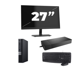 Dell OptiPlex 7070 Micro USFF – Intel Core i3 (9. Generation) – 8 GB RAM – 256 GB SSD – Windows 11 + 1x 27-Zoll-Monitor