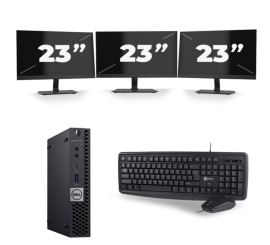 Dell OptiPlex 7070 Micro USFF - Intel Core i3-9. Generation - 8GB RAM - 256GB SSD - Windows 11 + 3x 23 inch Monitor