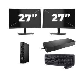 Dell OptiPlex 7080 USFF - Intel Core i7 10. Generation - 16GB RAM - 256GB SSD - Windows 11 + 2x 27 Zoll Monitor