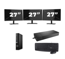Dell OptiPlex 7080 USFF - Intel Core i7 10. Generation - 16GB RAM - 256GB SSD - Windows 11 + 3x 27 Zoll Monitor