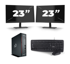 Fujitsu Esprimo Q556 USFF – Intel Core i5 der 6. Generation – 8 GB RAM – 256 GB SSD – Windows 11 + 2 x 23 Zoll Monitor