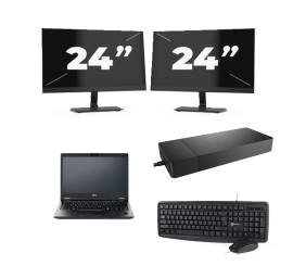 Fujitsu LIFEBOOK E5410 – Intel Core i5-10. Generation – 14 Zoll – 8GB RAM – 256GB SSD – Windows 11 Home + 2x 24 Zoll Monitor