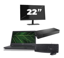 Fujitsu LIFEBOOK E5411 – Intel Core i5-11. Generation – 14 Zoll – 8GB RAM – 256 GB SSD – Windows 11 Home + 1x 22 Zoll Monitor