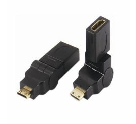 Mini-HDMI-Stecker auf HDMI-Buchse, 360-Grad-90-Winkel-Schwenkadapter, vergoldet