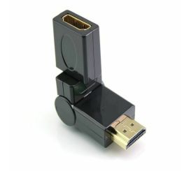 HDMI-Stecker auf Buchse, 360-Grad-90-Winkel-Schwenkadapter, vergoldet