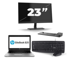 HP EliteBook 820 G3 – Intel Core i7-6. Generation – 12 Zoll – 8GB RAM – 256 GB SSD – Windows 11 + 1x 23 Zoll Monitor