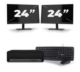 HP EliteDesk 800 G6 USFF - Intel Core i3-10. Generacji - 8GB RAM - 256GB SSD - Windows 11 + 2x 24 cal Monitor