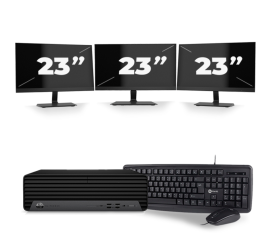 HP EliteDesk 800 G6 USFF - Intel Core i3-10. Generacji - 8GB RAM - 256GB SSD - Windows 11 + 3x 23 cal Monitor