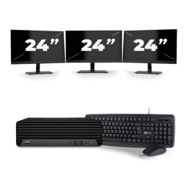 HP EliteDesk 800 G6 USFF - Intel Core i3-10. Generacji - 8GB RAM - 256GB SSD - Windows 11 + 3x 24 cal Monitor