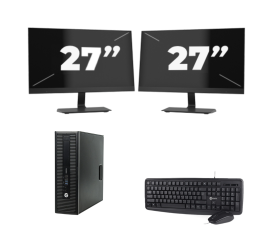 HP ProDesk 600 G2 USFF – Intel Core i5 (6. Generation) – 8 GB RAM – 256 GB SSD – Windows 11 + 2 x 27-Zoll-Monitor