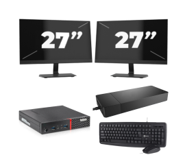 Lenovo ThinkCentre M700 USFF – Intel Core i5 (6. Generation) – 8 GB RAM – 256 GB SSD – Windows 11 + 2 x 27-Zoll-Monitor