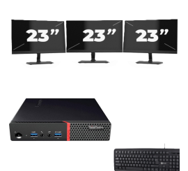 Lenovo ThinkCentre M700 USFF - Intel Core i5-6. Generacji - 8GB RAM - 256GB SSD - Windows 11 + 3x 23 cal Monitor