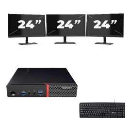 Lenovo ThinkCentre M700 USFF - Intel Core i5-6. Generacji - 8GB RAM - 256GB SSD - Windows 11 + 3x 24 cal Monitor