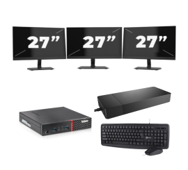 Lenovo ThinkCentre M700 USFF – Intel Core i5 (6. Generation) – 8 GB RAM – 256 GB SSD – Windows 11 + 3 x 27-Zoll-Monitor