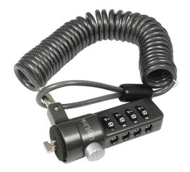 LogiLink PC/Notebook-Zahlenschloss (Spiralkabel), Länge 1,8 m, schwarz