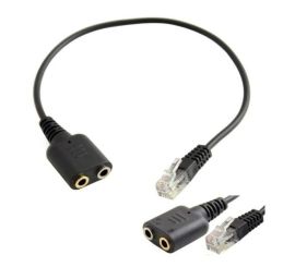 Doppelter 3,5-mm-Audio-Jack-Buchse auf RJ9-Stecker-Konverter