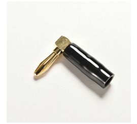 Vergoldeter Bananenstecker mit 90°-Winkel, männlich, schwarz